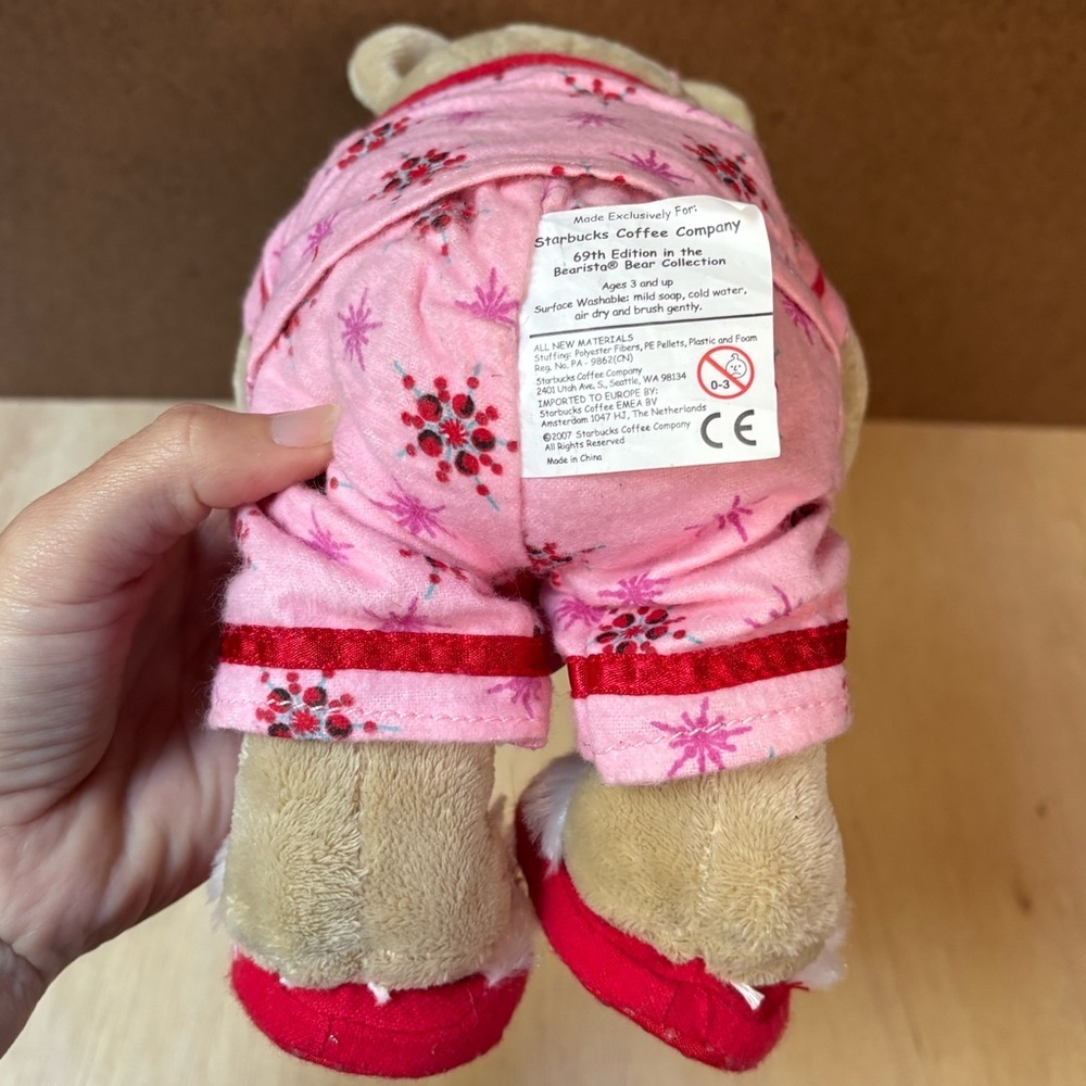 Starbucks Bearista 2007 Pink Pajamas Bear Plush with Tags—10” Plush - Picture 7 of 8